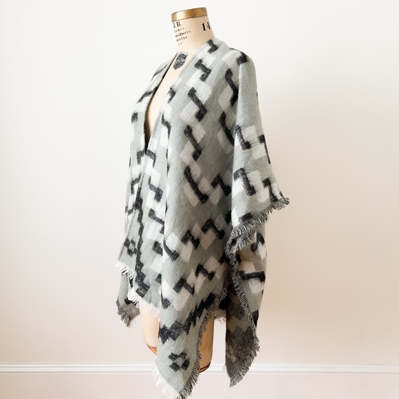 Frye Western Poncho Wrap Large XL Southwestern Boho Cowboy Rodeo Ruana Cape - Picture 5 of 12